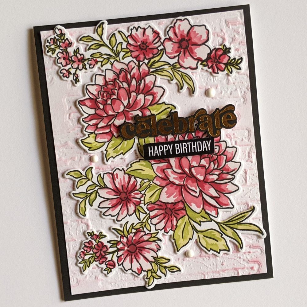 Handmade Card - Celebrate Happy Birthday Pink Dahlias - Crafted With ...