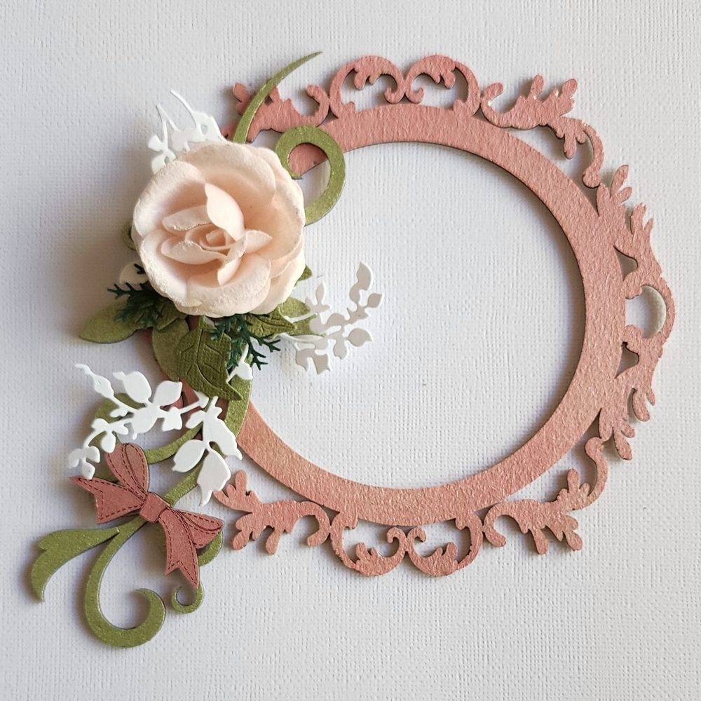 Ornate Circle Frame with Flourish and Bow