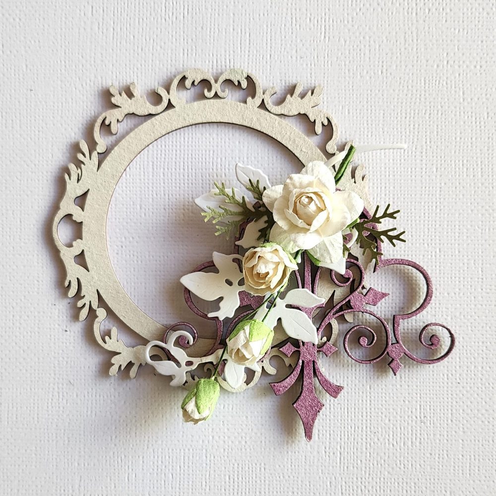 Ornate Circle Frame with Ornate Flourish and Roses