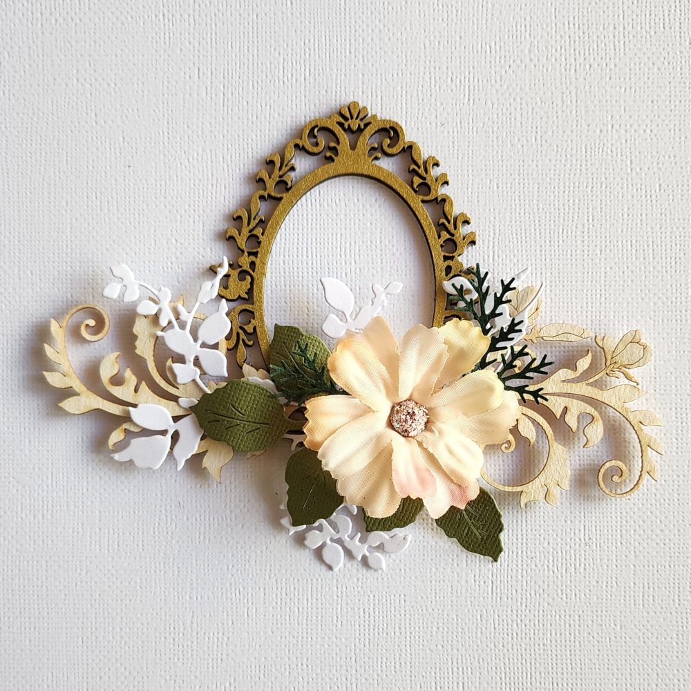 Ornate Oval Frame with Flourish and Blossom