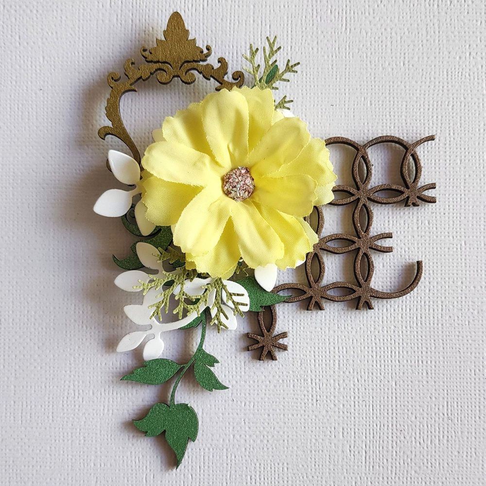 Ornate Frame with Yellow Blossom and Mesh